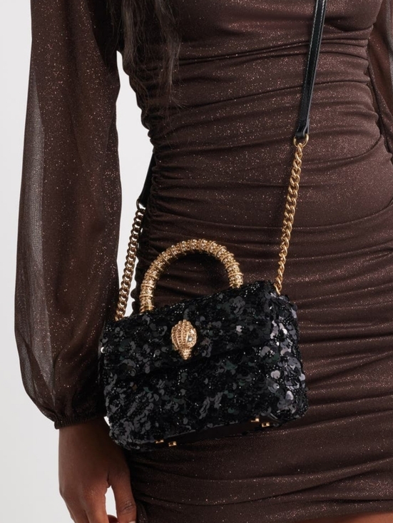 Kurt Geiger Handbags - Kurt Geiger Mini Purse Newest Elegany Black Sequin Women's Stylish Crossbody Bag